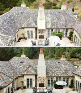 Pebble beach slate roof cleaning