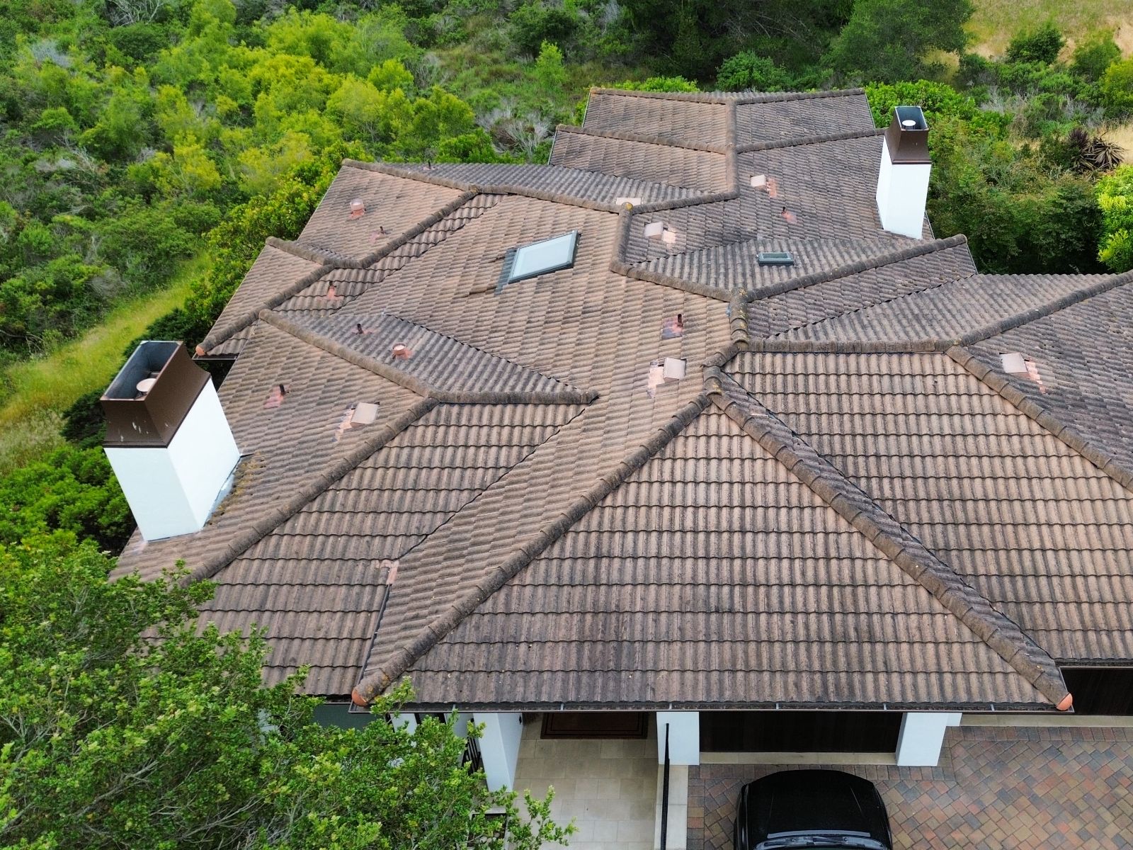 Brown tile roof residential property