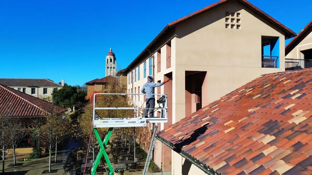 Roof and exterior cleaning at stanford university campus — pacific exterior